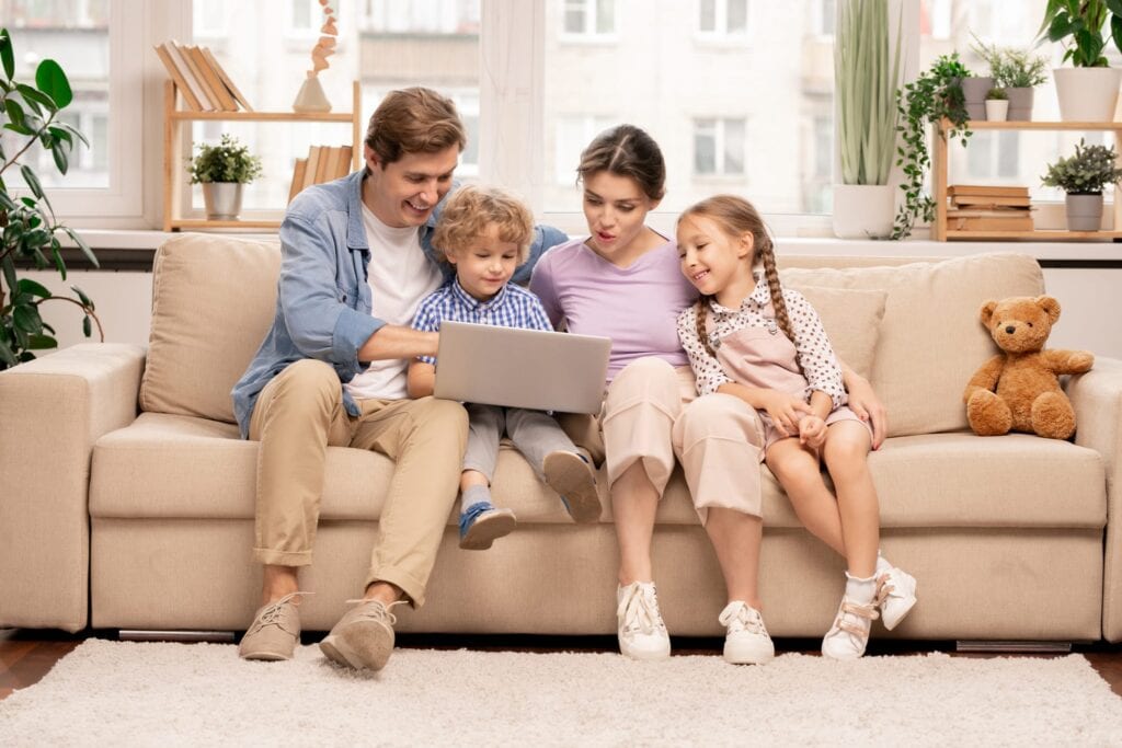 A happy family enjoying their new home in Edmonton