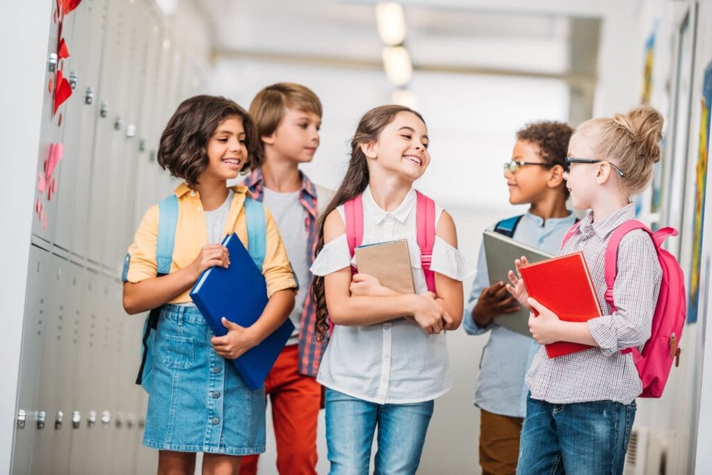 Happy children at school in Edmonton