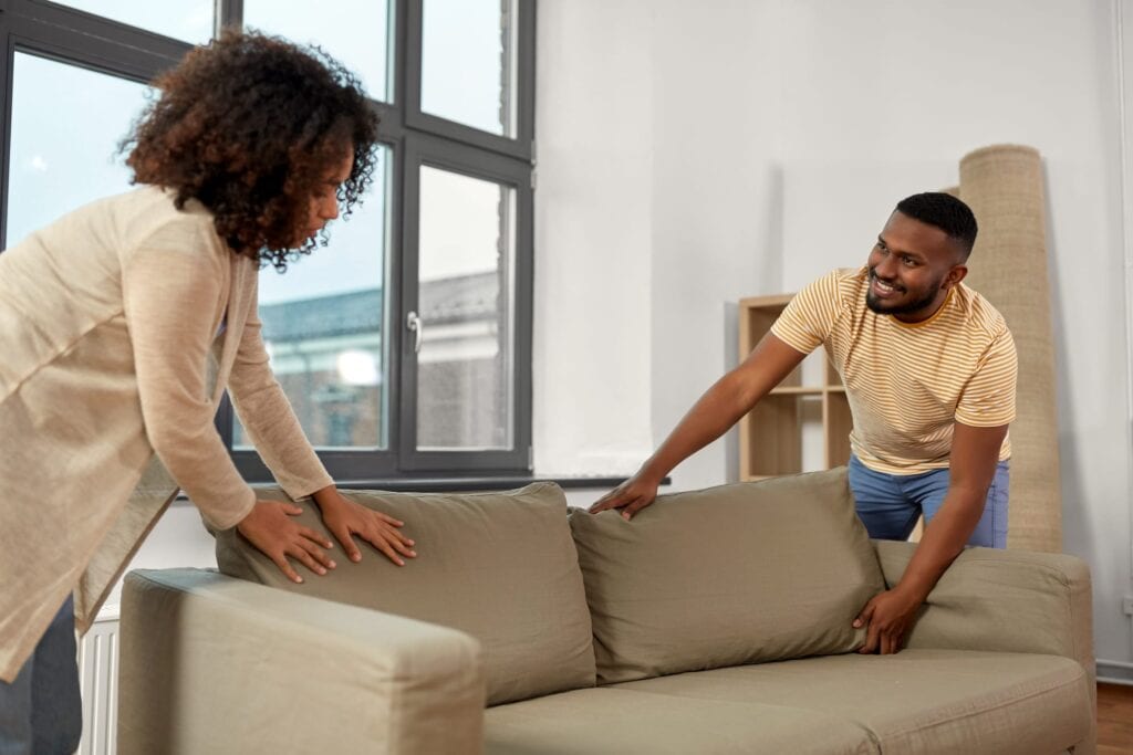 Happy couple staging their Edmonton home