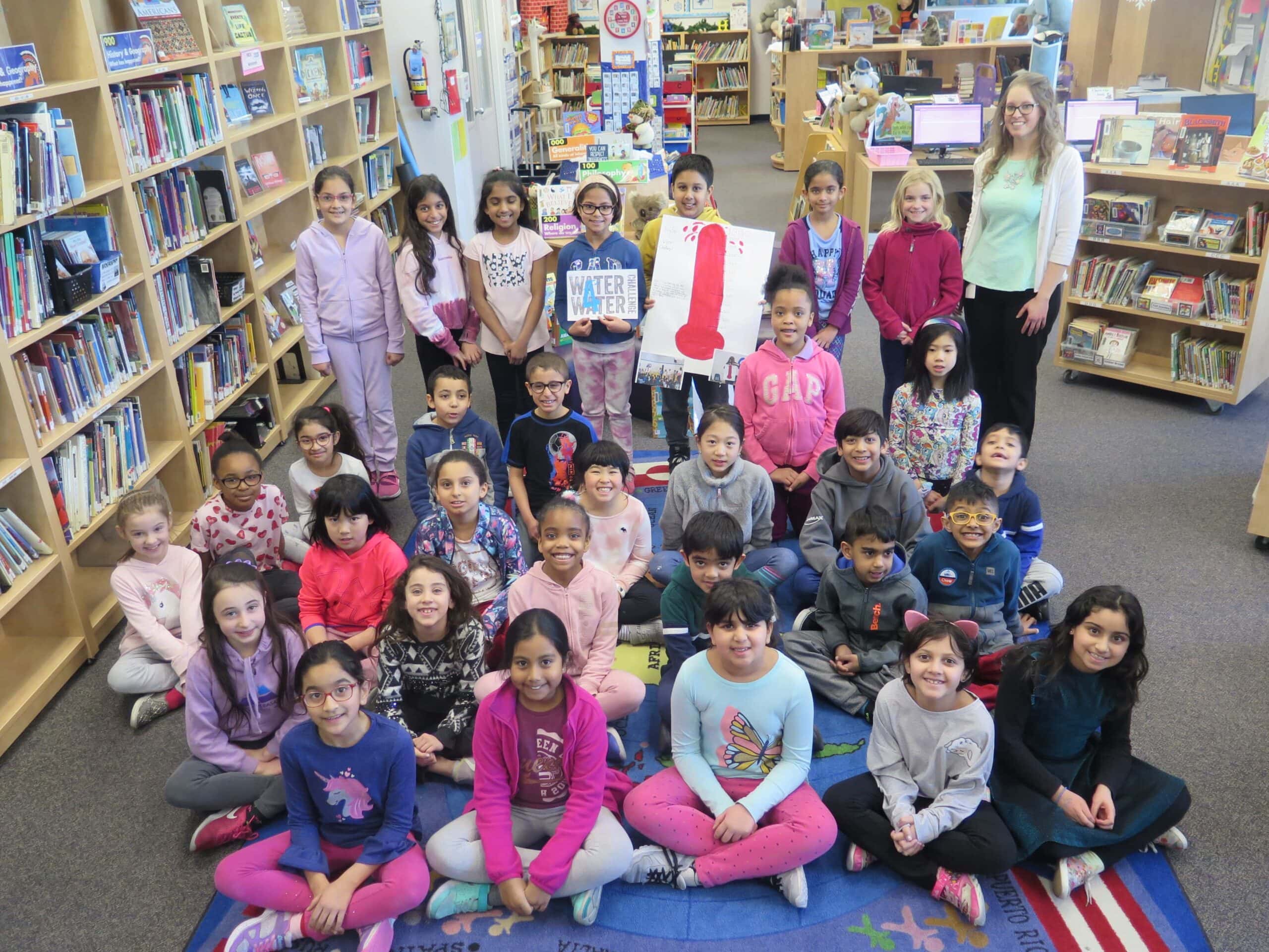 Happy students of Mount Pleasant school